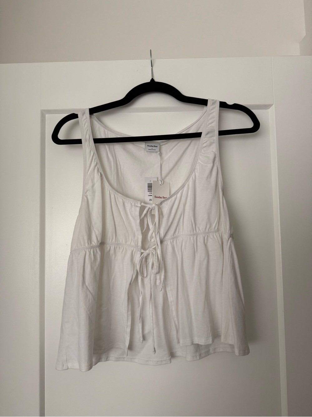 Sunday Best White Tie-Front Tank